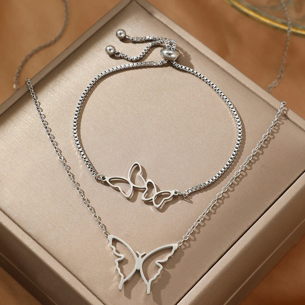 Brenda Butterfly Necklace and Bracelet Set