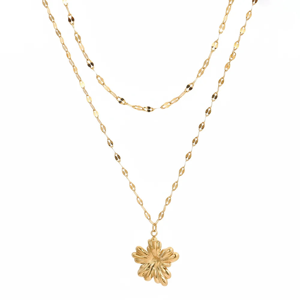 Alice Floral Double-Layer Pendant Necklace