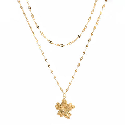 Alice Floral Double-Layer Pendant Necklace