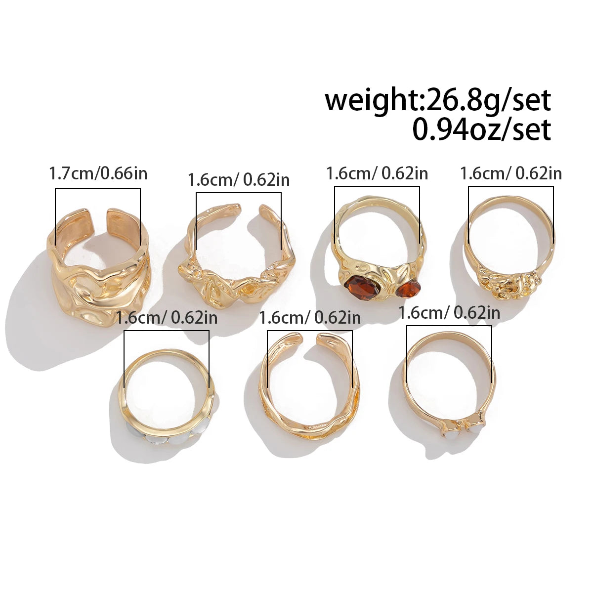 Timberly 7Pcs Ring Set