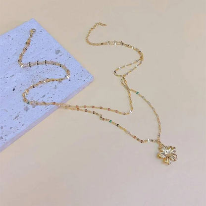 Alice Floral Double-Layer Pendant Necklace
