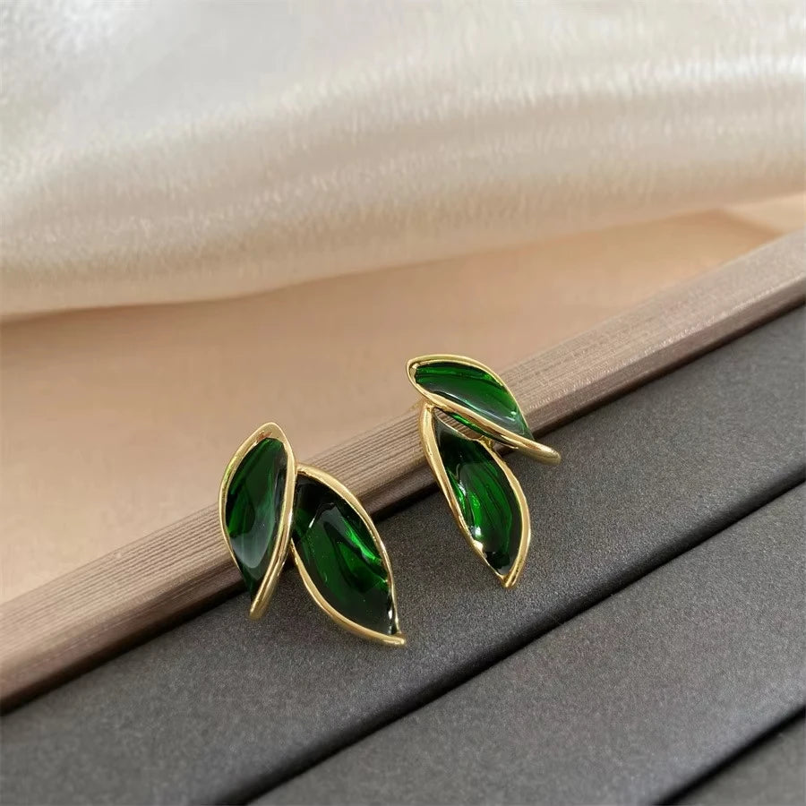 Dawna Grey Leaf Stud Earrings