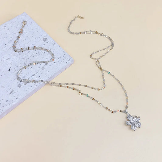 Alice Floral Double-Layer Pendant Necklace