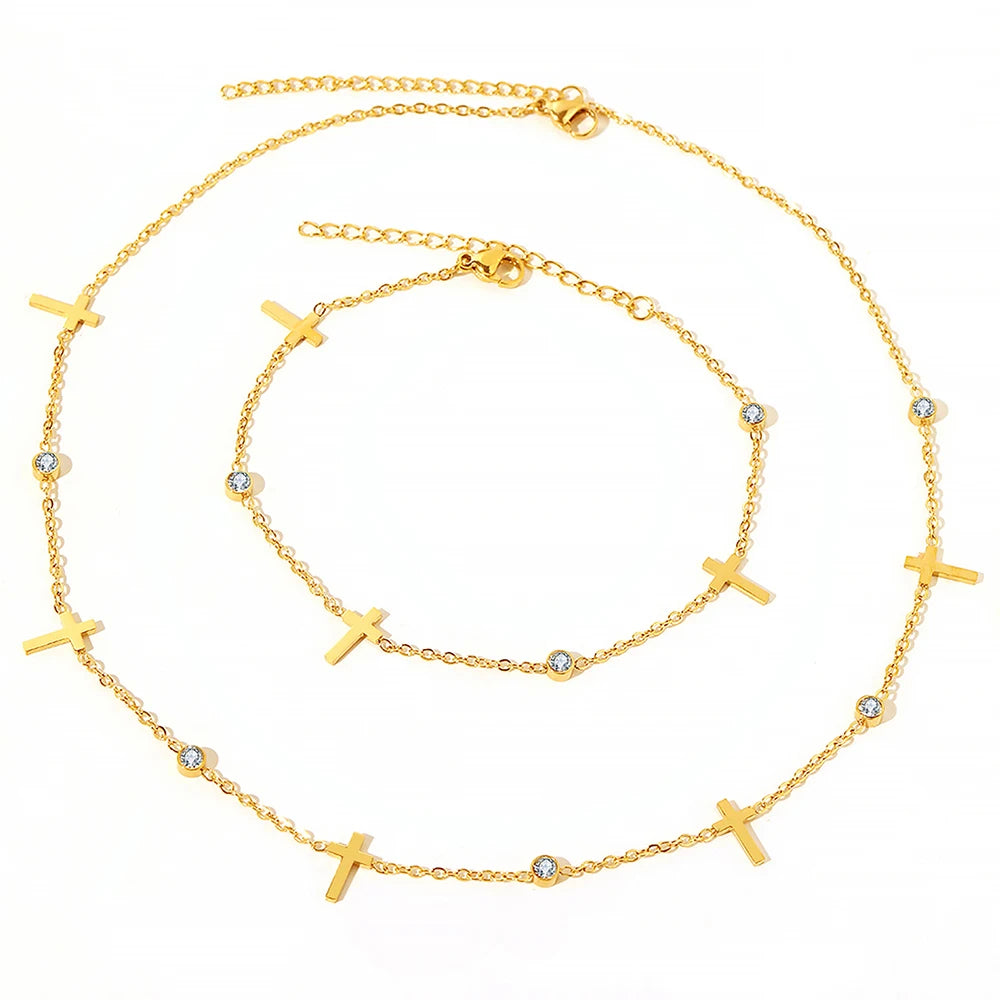 Carmen Cross Necklace and Bracelet Set