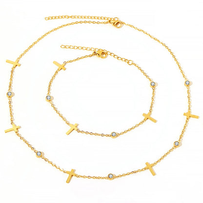 Carmen Cross Necklace and Bracelet Set