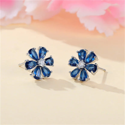 Roxy Blue Flower Stud Earrings