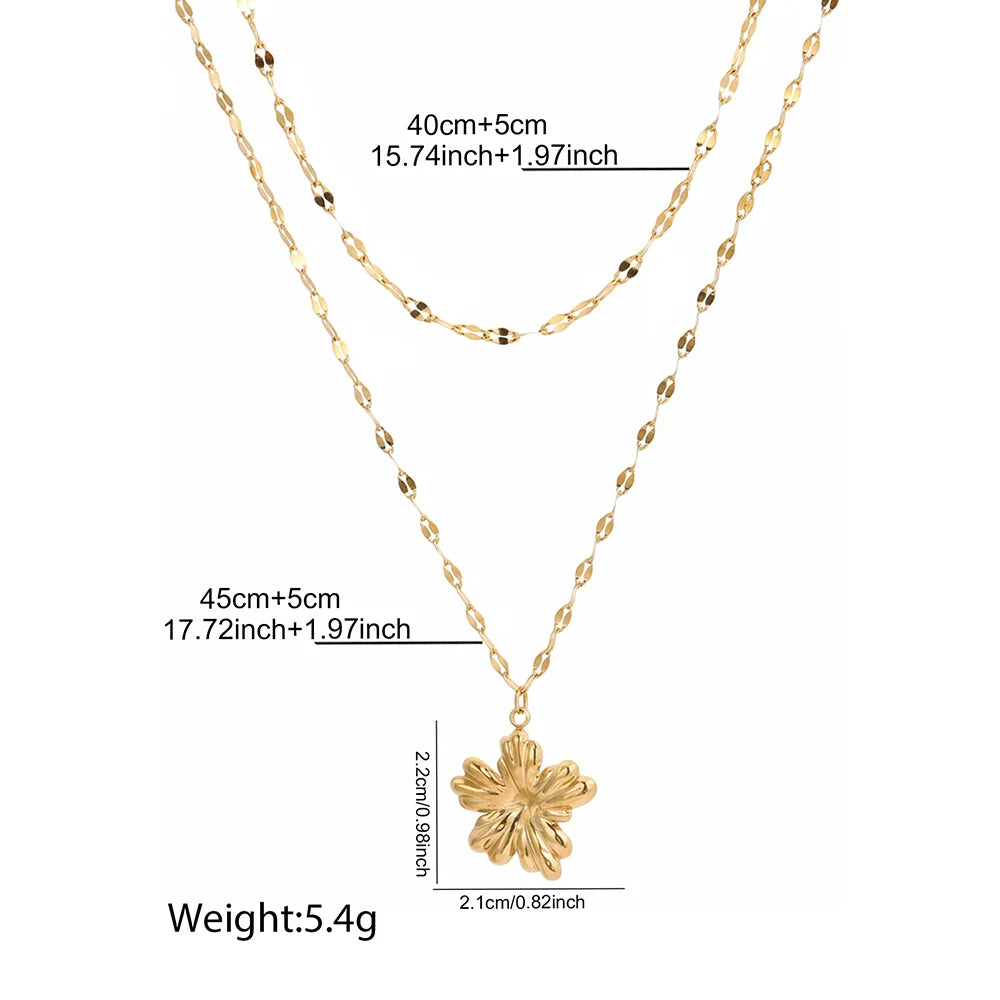 Alice Floral Double-Layer Pendant Necklace