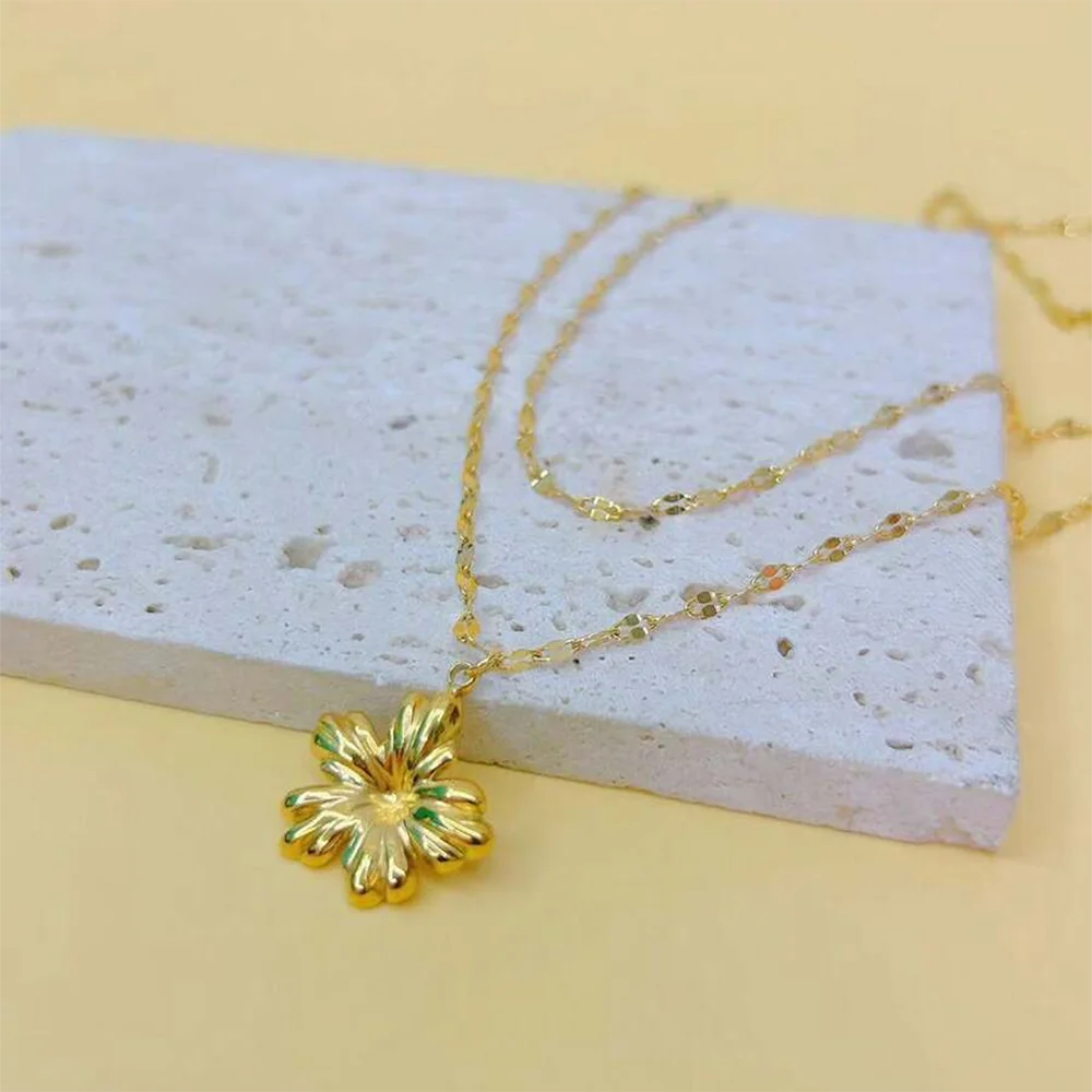 Alice Floral Double-Layer Pendant Necklace