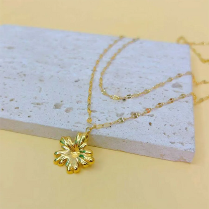 Alice Floral Double-Layer Pendant Necklace