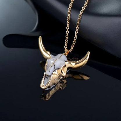 Demeter Cow Skull Necklace