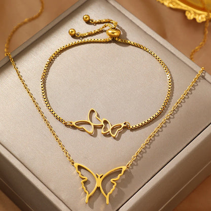 Brenda Butterfly Necklace and Bracelet Set