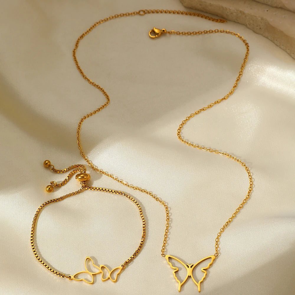 Brenda Butterfly Necklace and Bracelet Set