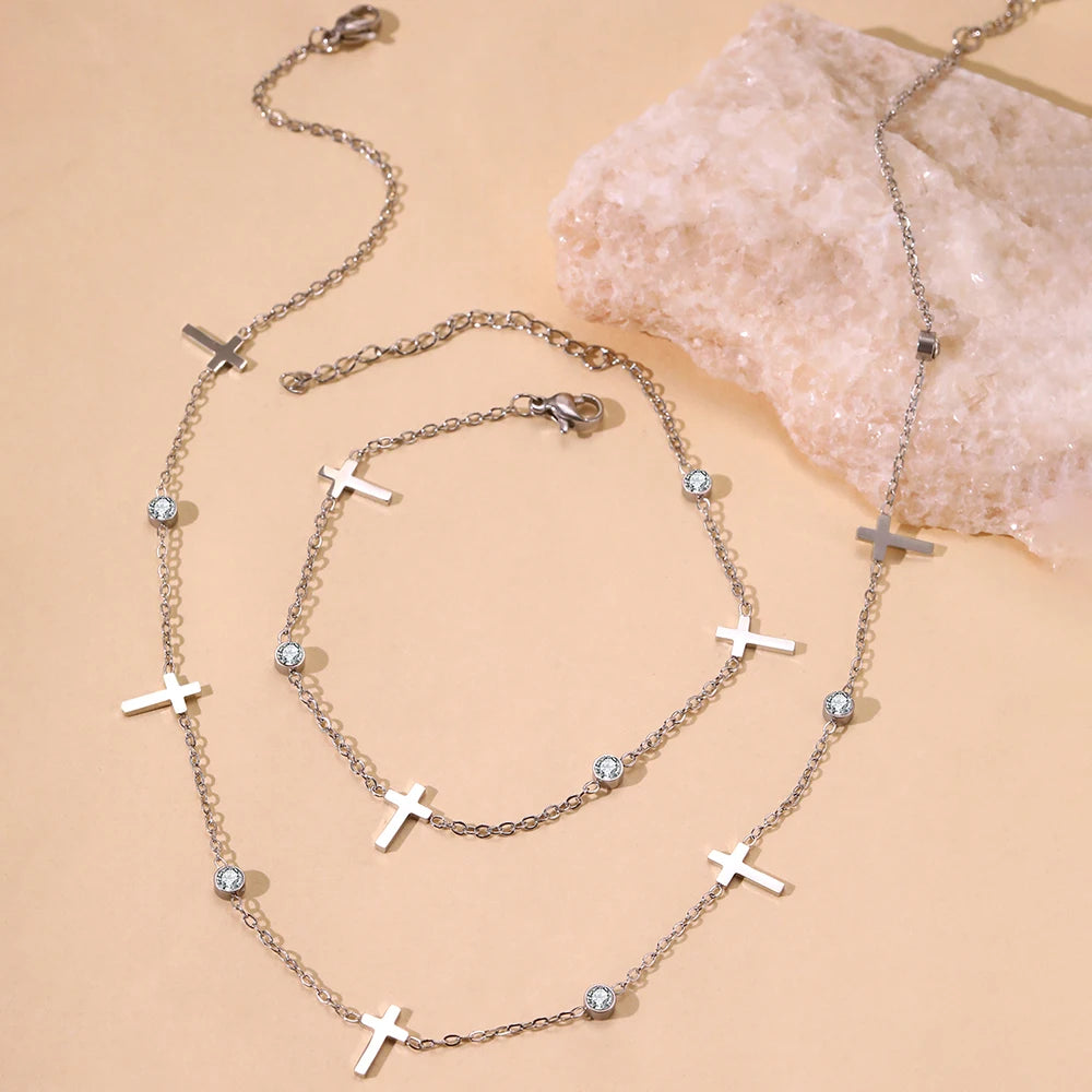 Carmen Cross Necklace and Bracelet Set