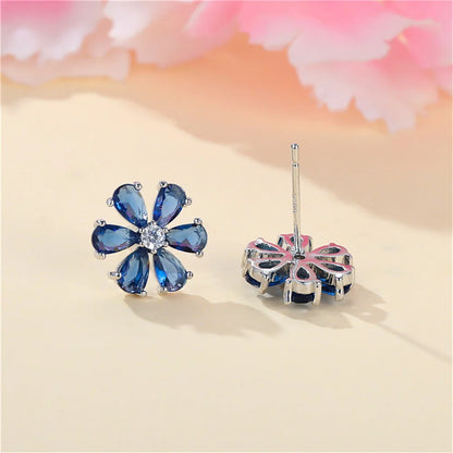 Roxy Blue Flower Stud Earrings