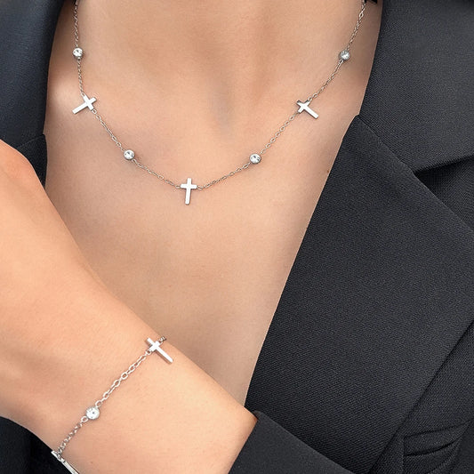Carmen Cross Necklace and Bracelet Set