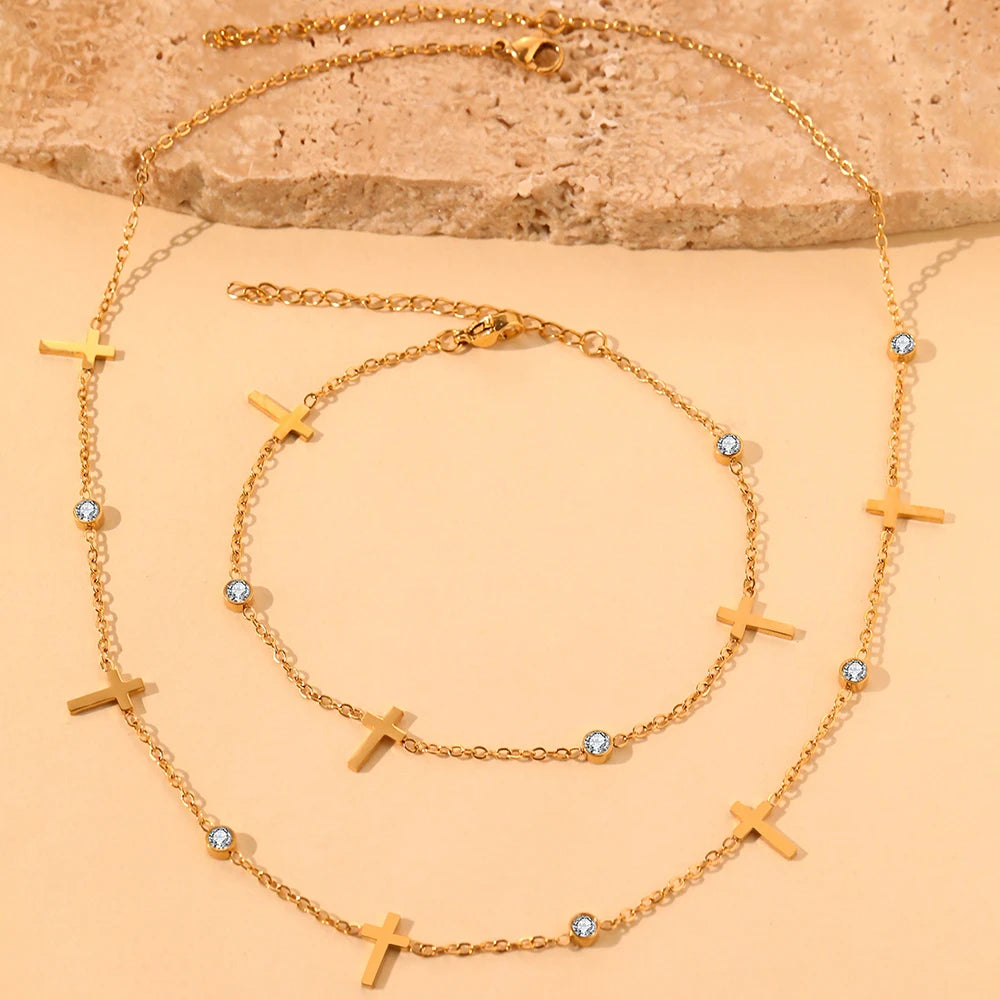 Carmen Cross Necklace and Bracelet Set