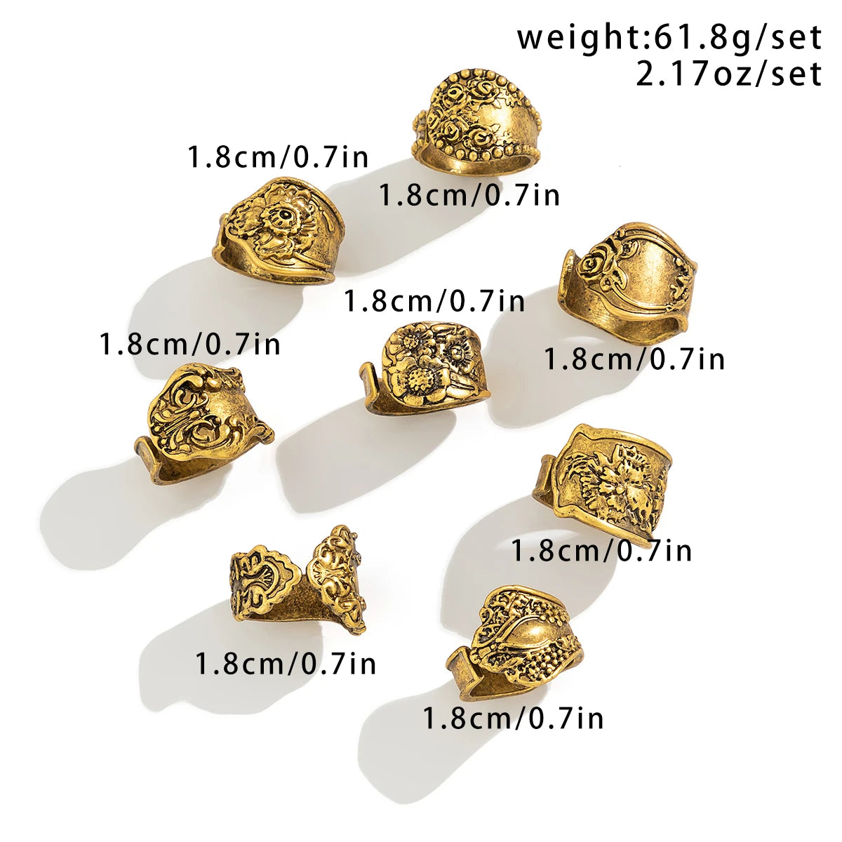 Moira Adjustable 8Pcs Set Rings