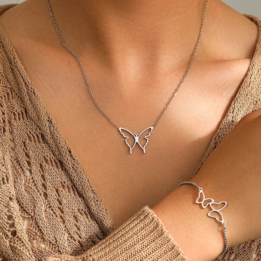 Brenda Butterfly Necklace and Bracelet Set