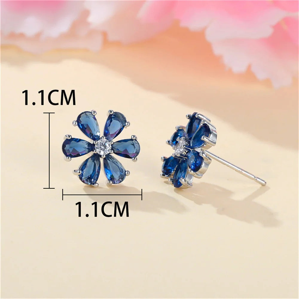 Roxy Blue Flower Stud Earrings
