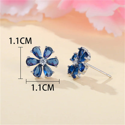 Roxy Blue Flower Stud Earrings